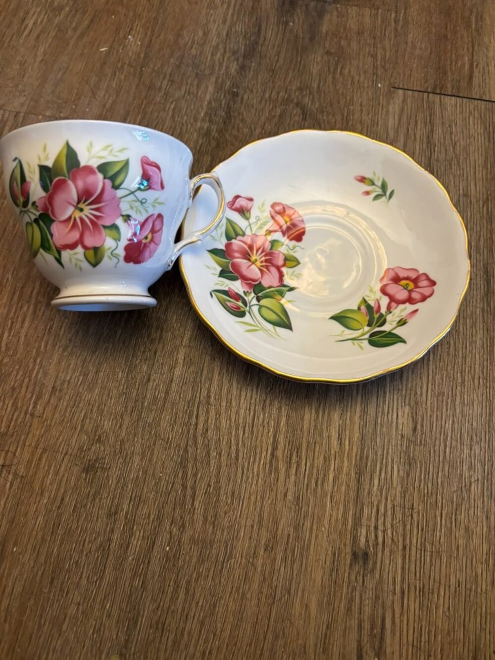 Royal Vale teacup Tea Cup Saucer set Pink flowers